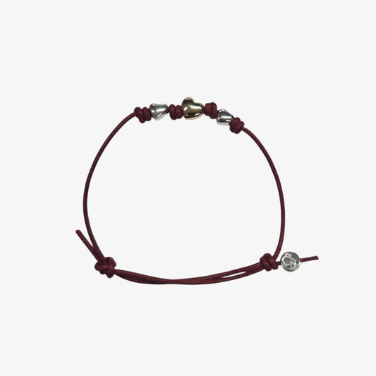 Bracciale Cordino sottile tre cuori
