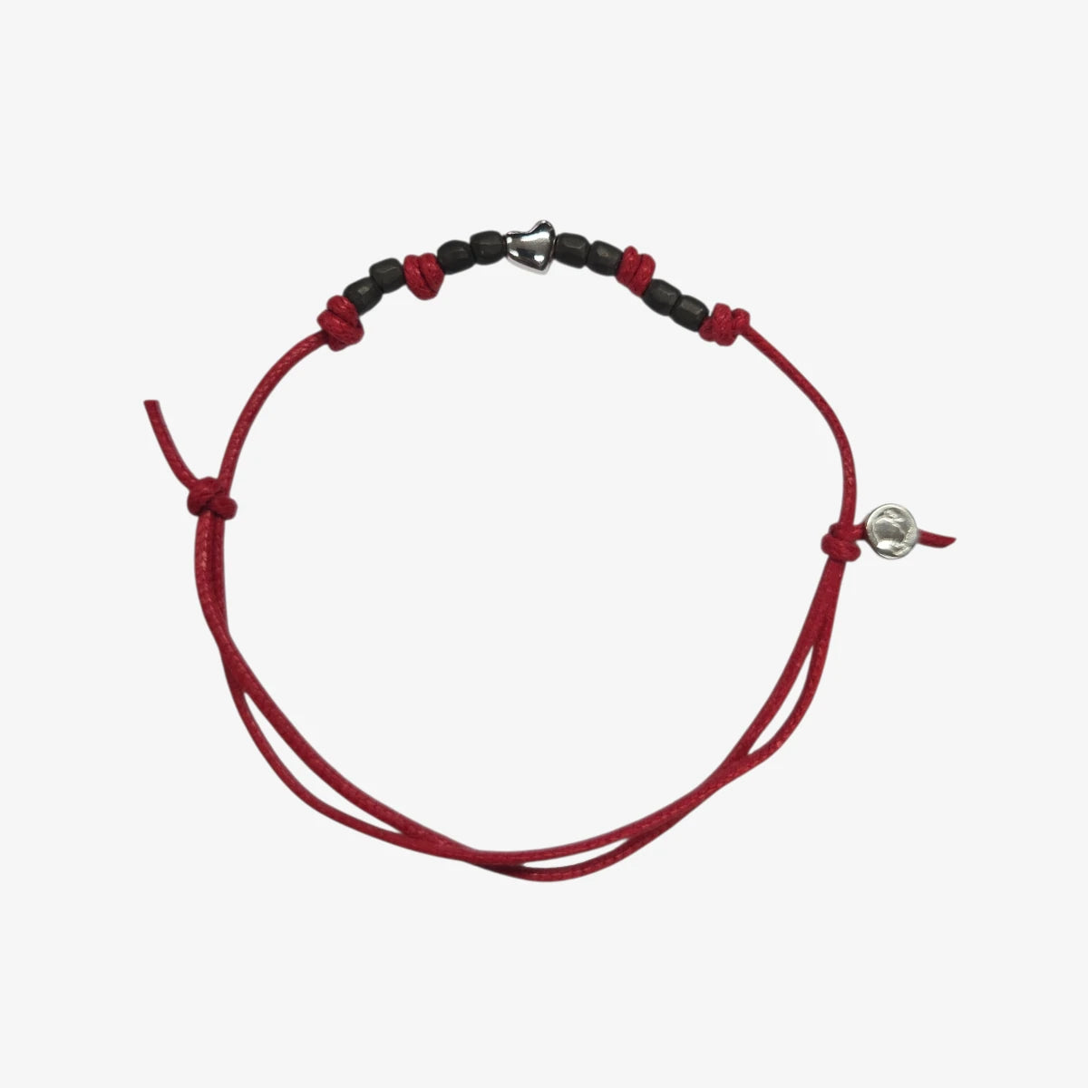 Bracciale Cordino sottile Cuore e Mini Granelli Titanio