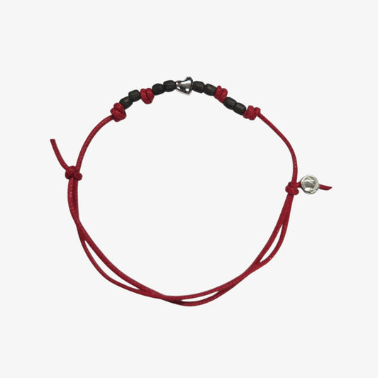 Bracciale Cordino sottile Cuore e Mini Granelli Titanio