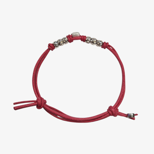 Bracciale Cordino Spesso Granelli e Cuore Diamantato