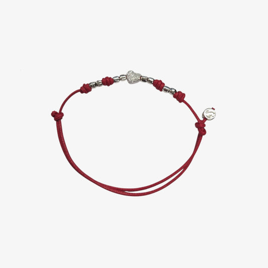 Bracciale Cordino sottile mingranelli e cuore diamantato