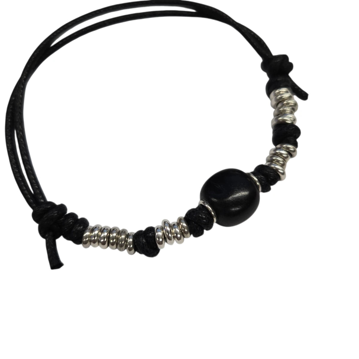 Bracciale Cordino DoDo Rondelle e Pepita Nera