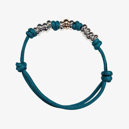 Bracciale Cordino Spesso 10 Rondelle Bold e 1 Rosa