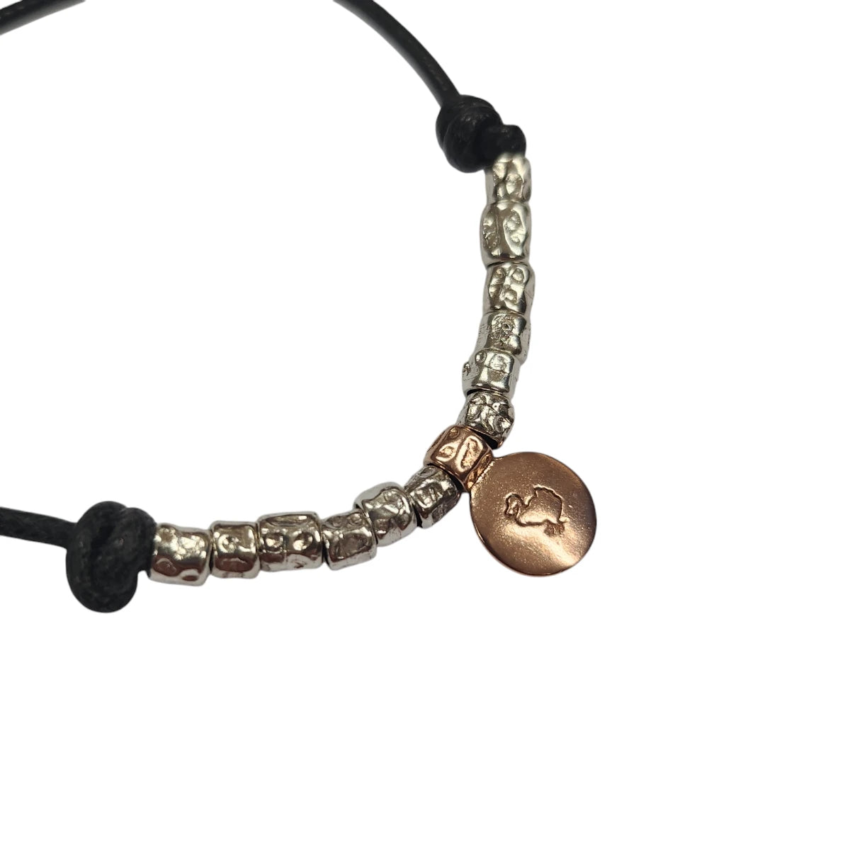Bracciale 12 granelli e piastrina oro rosa
