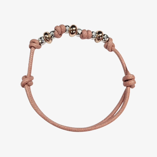 Bracciale Cordino Spesso 3 Rondelle Bold e 6 Granelli