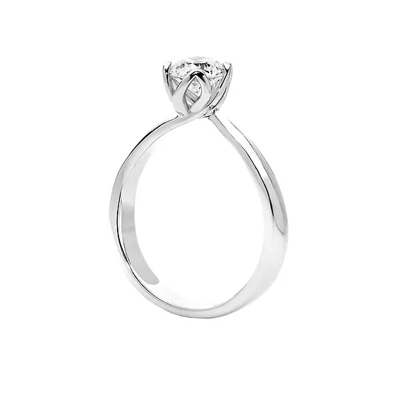 Anello solitario petali
