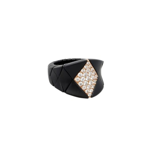 Anello Rombo Oro Rosa e Nero