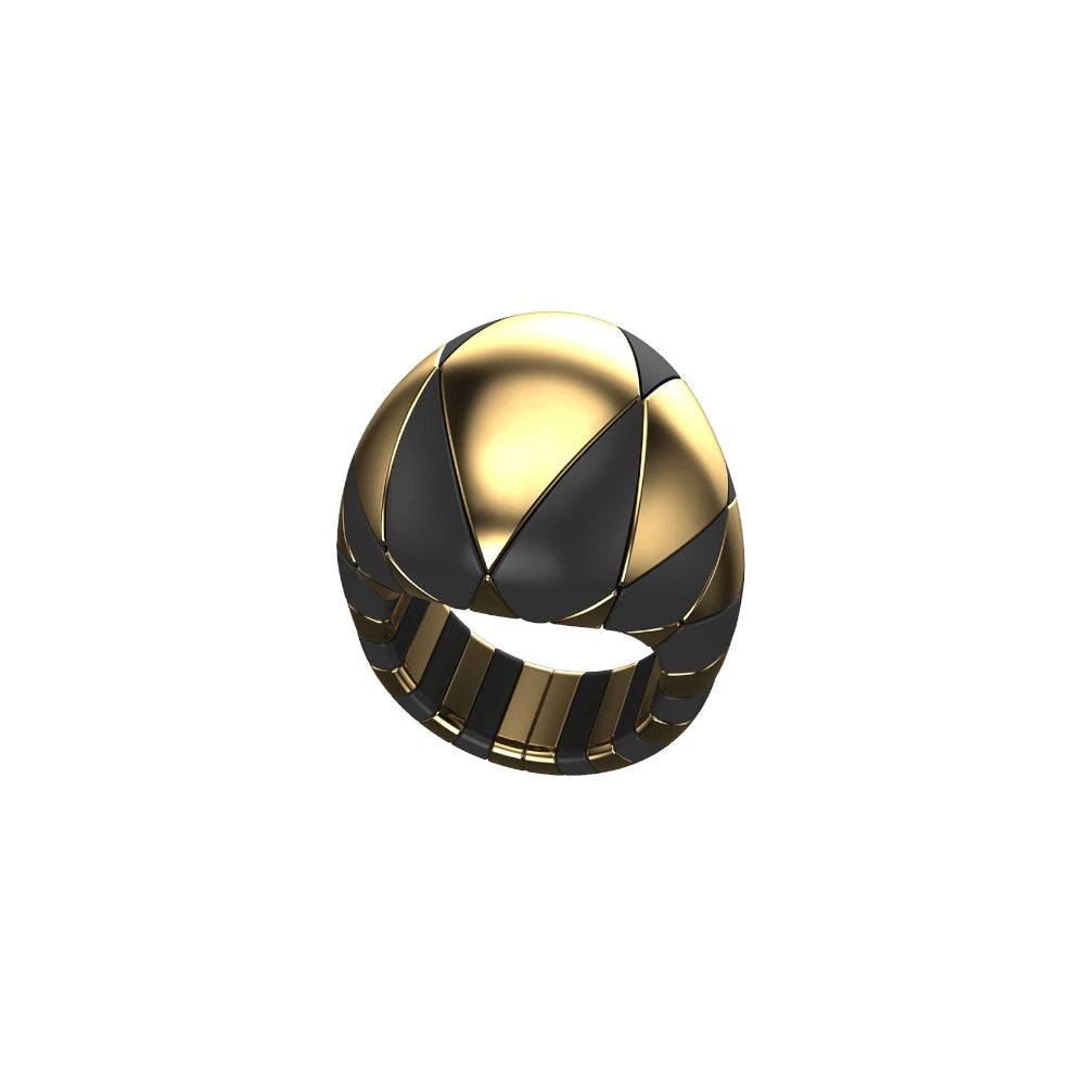 Anello Aura Bombato Oro e Nero