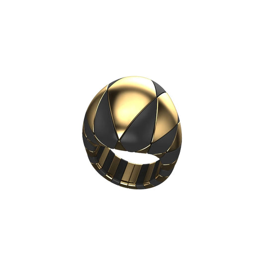 Anello Aura Bombato Oro e Nero