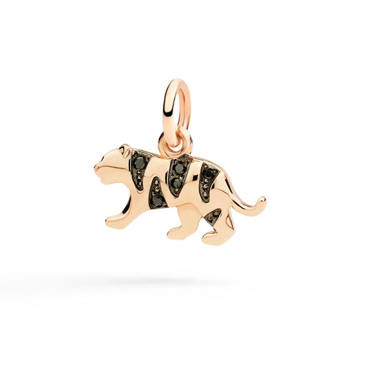 Charm tigre oro rosa & diamanti neri