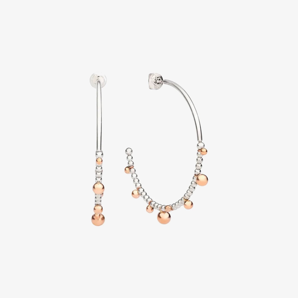orecchini hoop grandi bollicine oro rosa & argento
