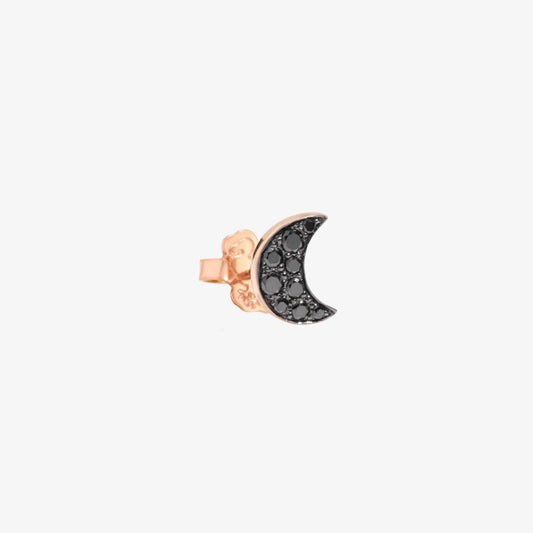 Orecchino stud luna diamanti neri