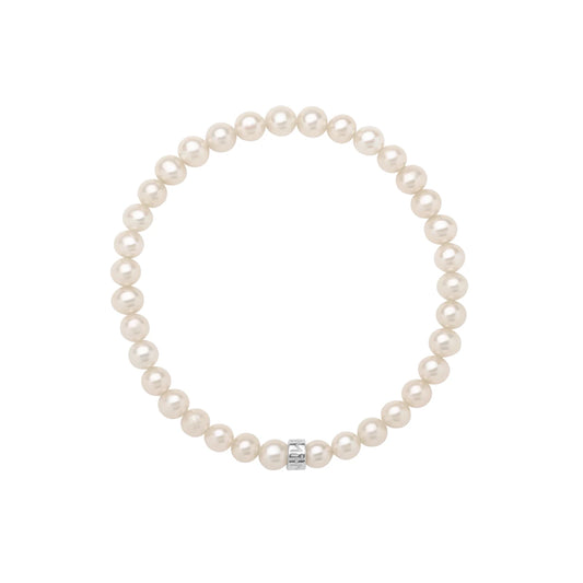 Bracciale Elastica con Perle Bianche