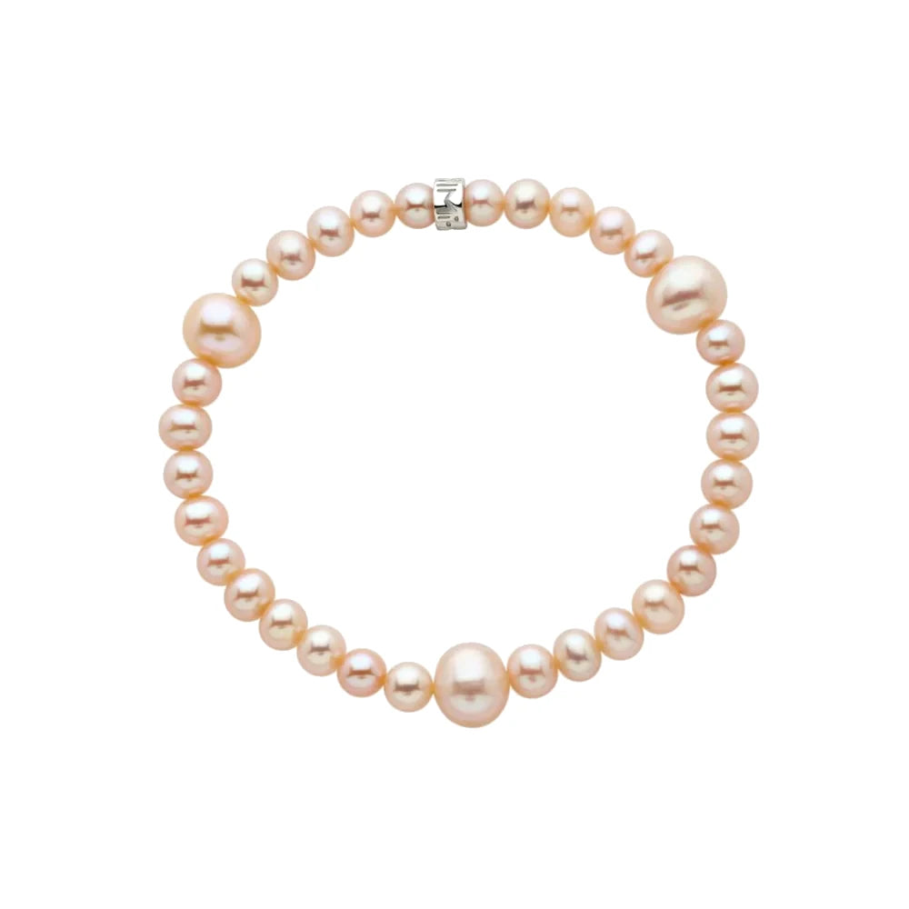 Bracciale Elastica con Perle Rosa di Diverse Dimensioni