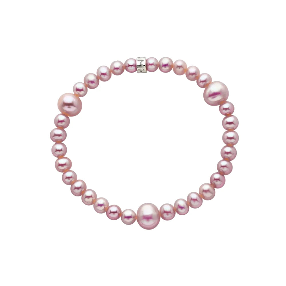 Bracciale Elastica con Perle Viola di Diverse Dimensioni