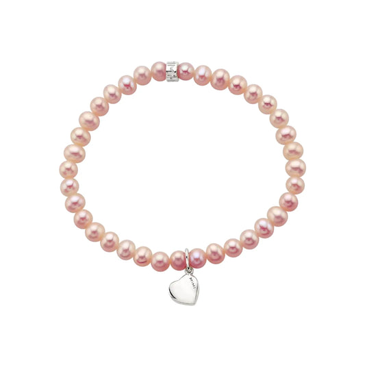 Bracciale Elastica con Perle Viola e Charm Cuore