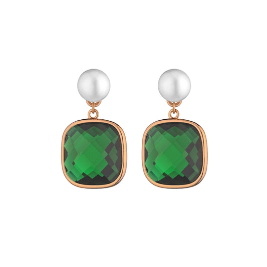 Orecchini Carmen con Cristallo Verde con Perla
