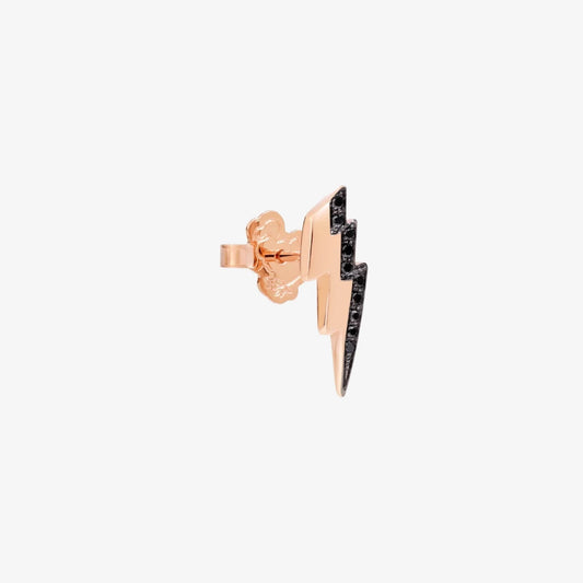 Orecchino stud fulmine diamanti neri